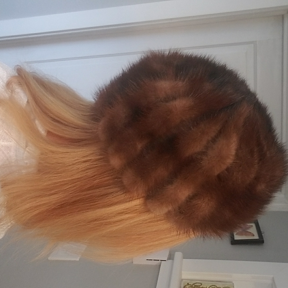 Fur Cloche Mink Hat Brown Really Soft Leather Real Fur